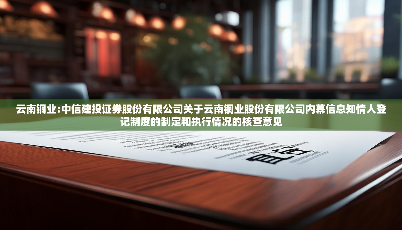 云南铜业:中信建投证券股份有限公司关于云南铜业股份有限公司内幕信息知情人登记制度的制定和执行情况的核查意见
